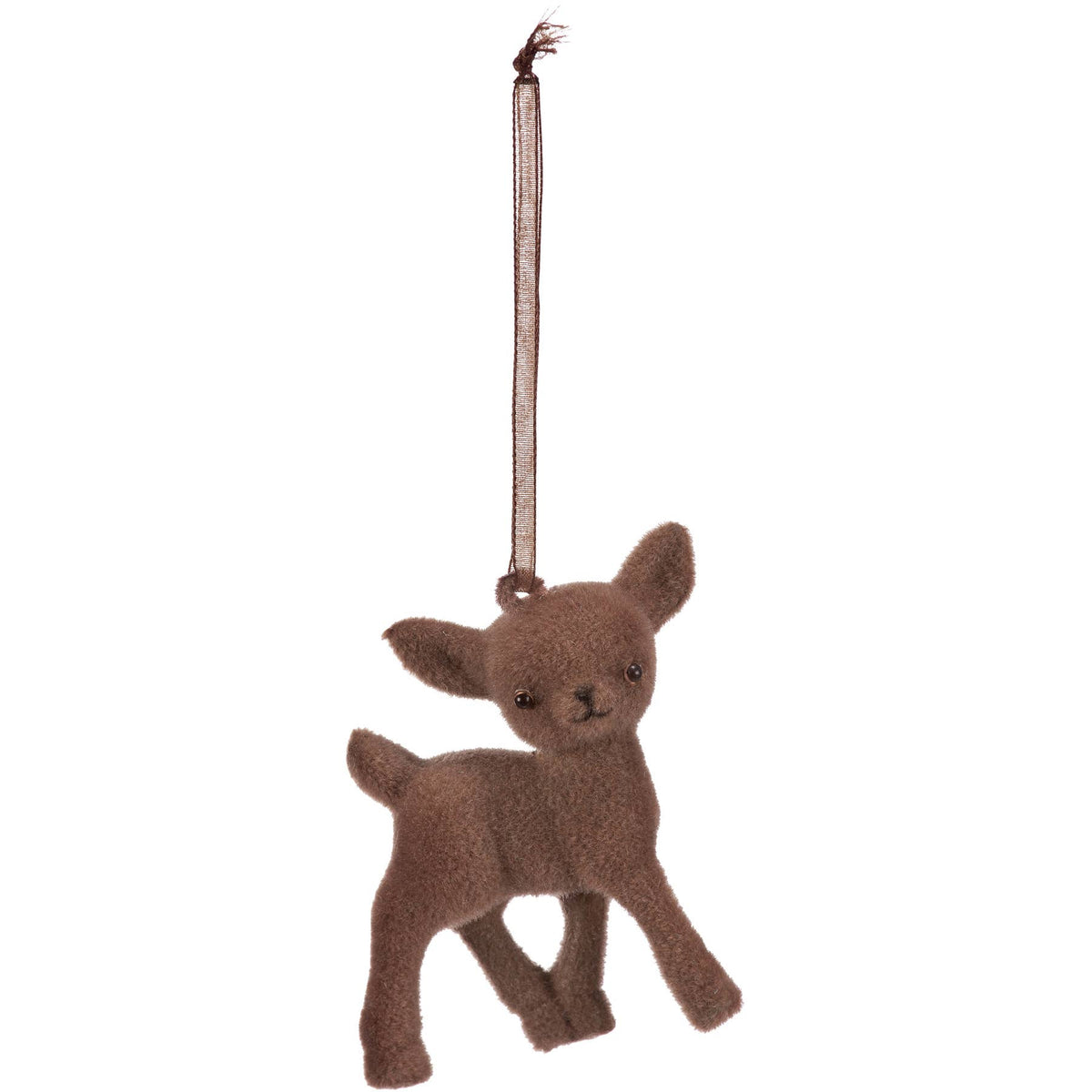 Flocked Deer Ornament Set