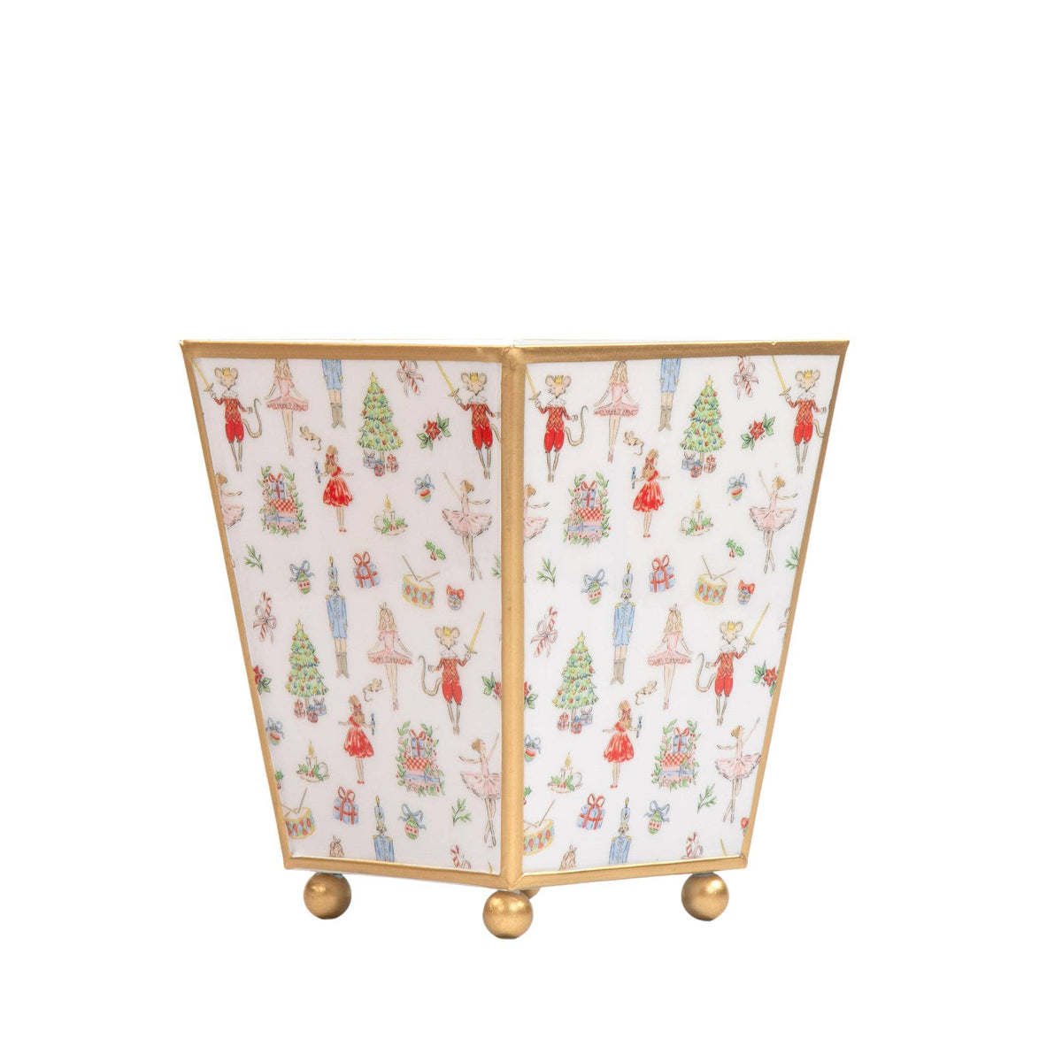 Cachepot, Watercolor Nutcracker Enameled Square Planter - Jaye's Studio (4in)