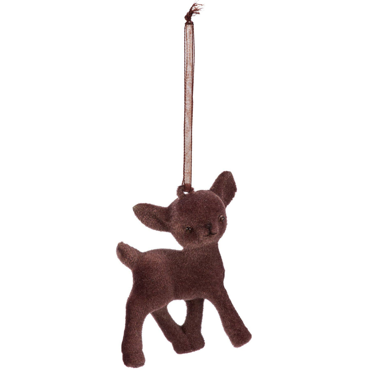 Flocked Deer Ornament Set