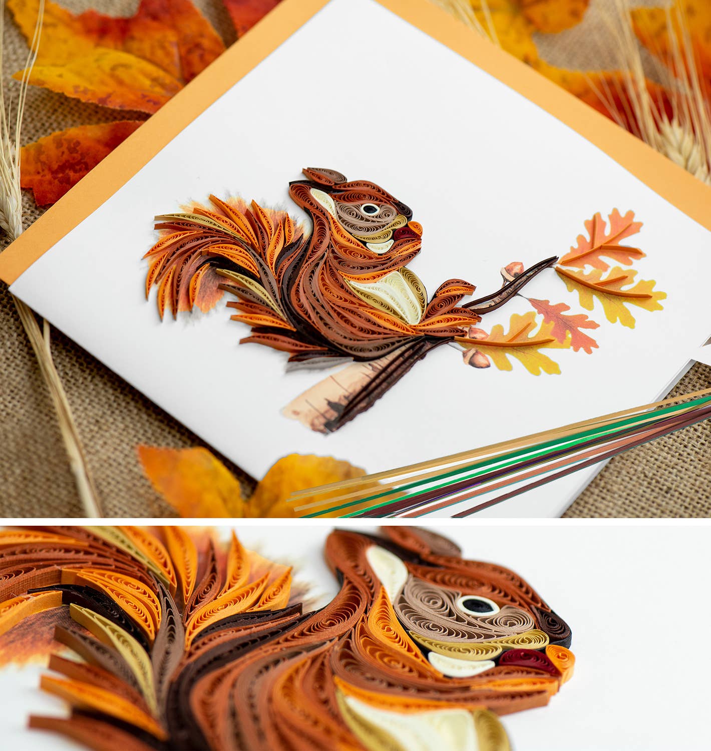 Card, Squirrel - Quilling Card (6in sq, with envelope)