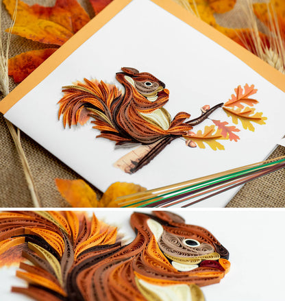 Card, Squirrel - Quilling Card (6in sq, with envelope)