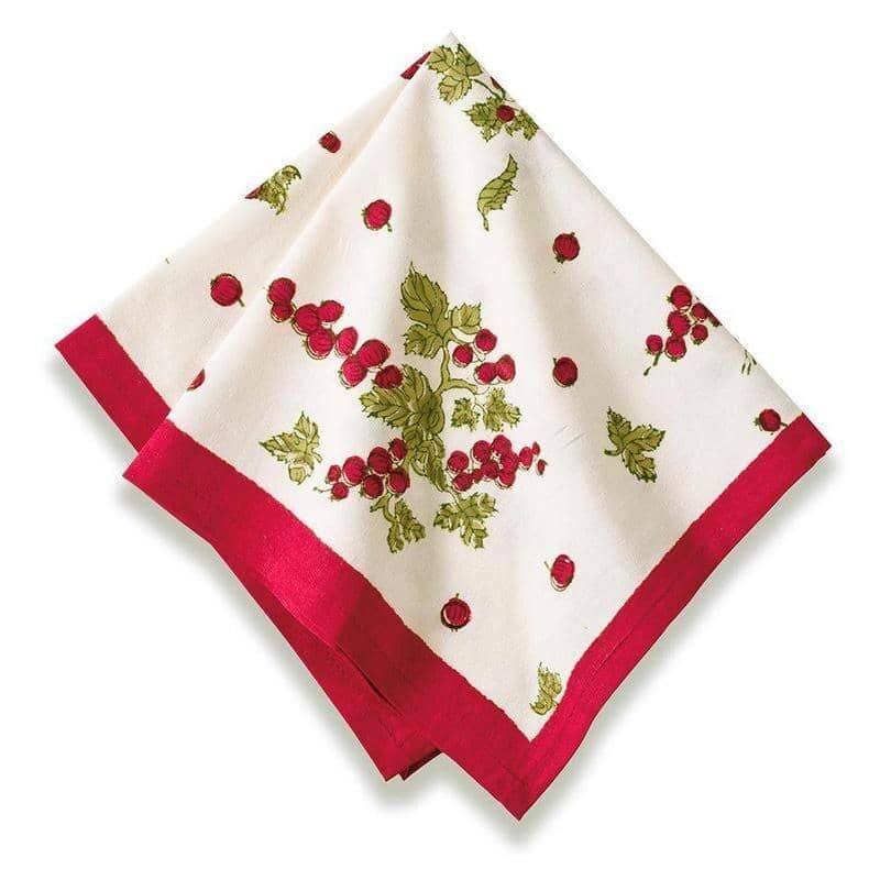 Dinner Napkins, Gooseberry Red & Green (Set of 6) - Couleur Nature Paris (19in sq)