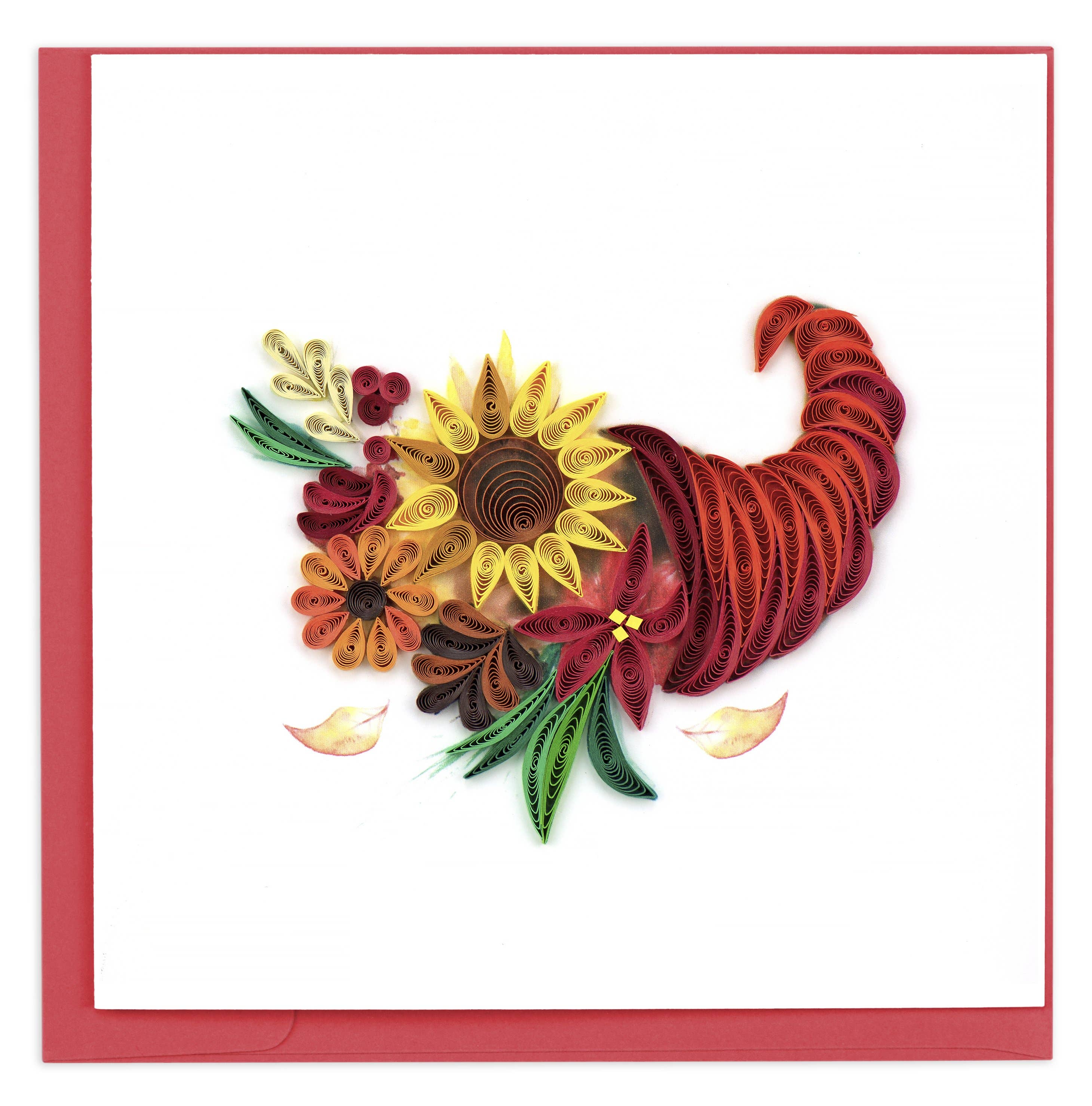 Card, Floral Cornucopia - Quilling Card (6in sq, with envelope)