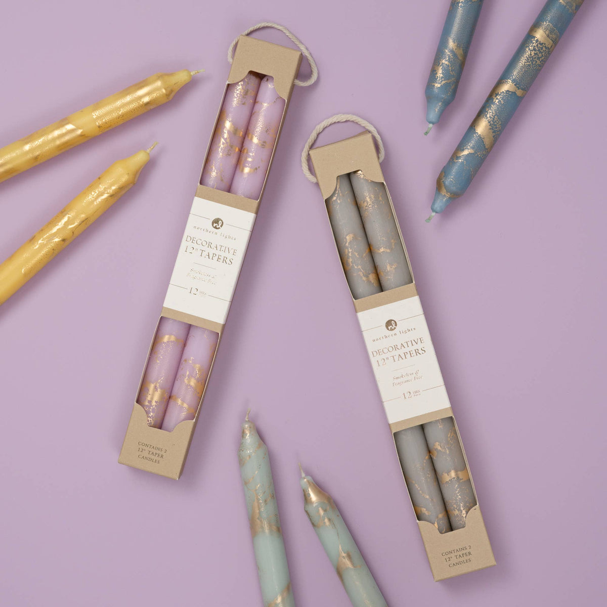 Taper Candles, Cream with Gold - 12in (2 tapers)