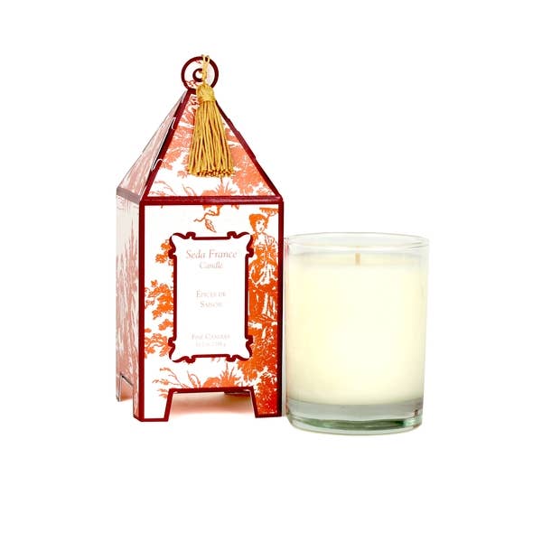 Epices de Saison Scented Candle, Toile Pagoda Box - Seda France