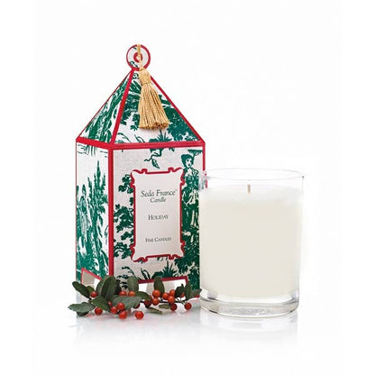 Holiday Balsam Scented Candle, Toile Pagoda Box - Seda France