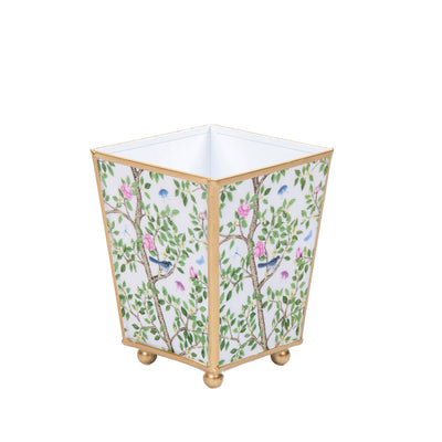 Elsie's Garden Enameled Square Cachepot Planter, Blue & Pink (6-in)