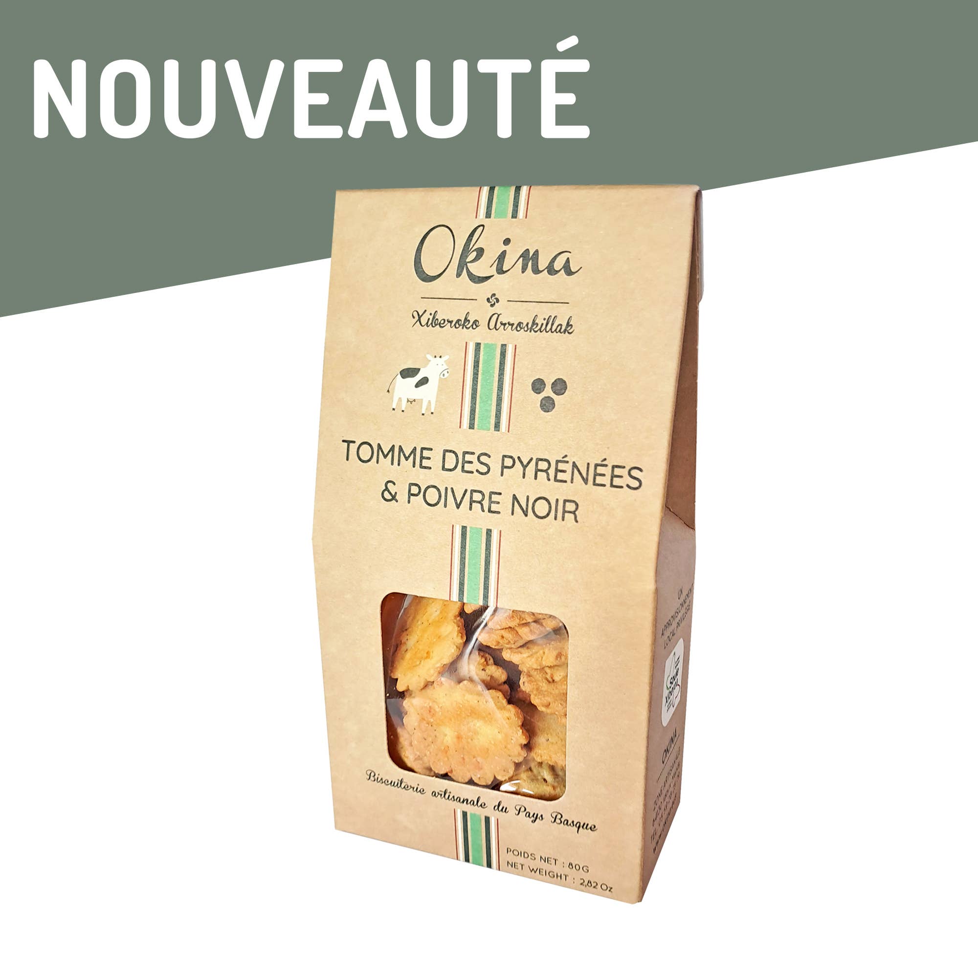 Apertif Biscuits, Tomme des Pyrénées & Black Pepper - Okina (2.8oz / 80g)