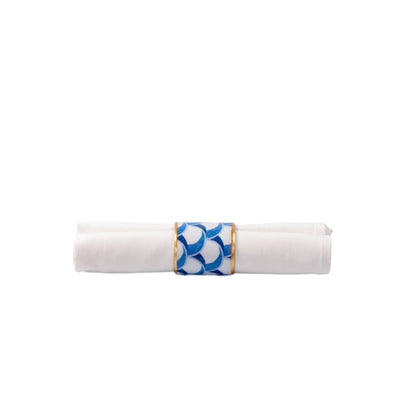 Scales Enameled Napkin Ring, Blue (Set of 4)
