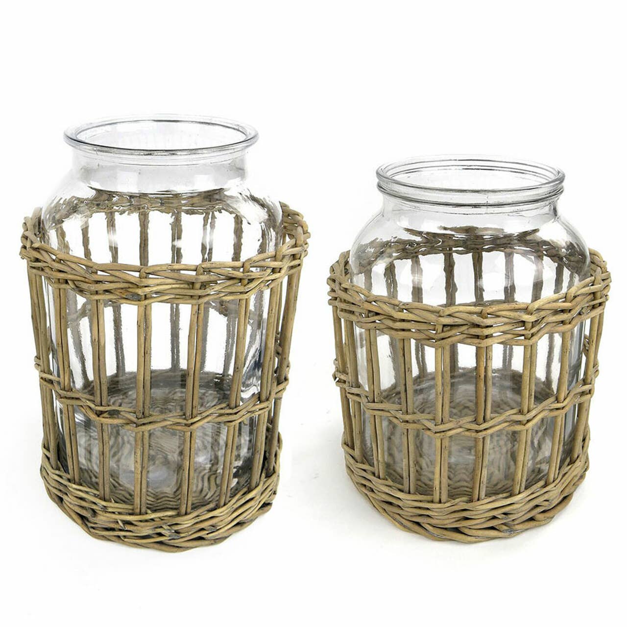 Glass & Woven Willow Canister / Vase (LARGE)