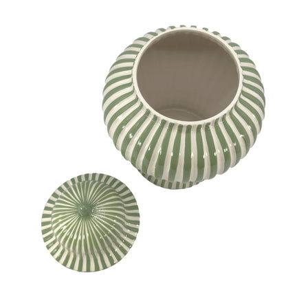 Green & White Candy Cane Striped Ceramic Vase, 18in