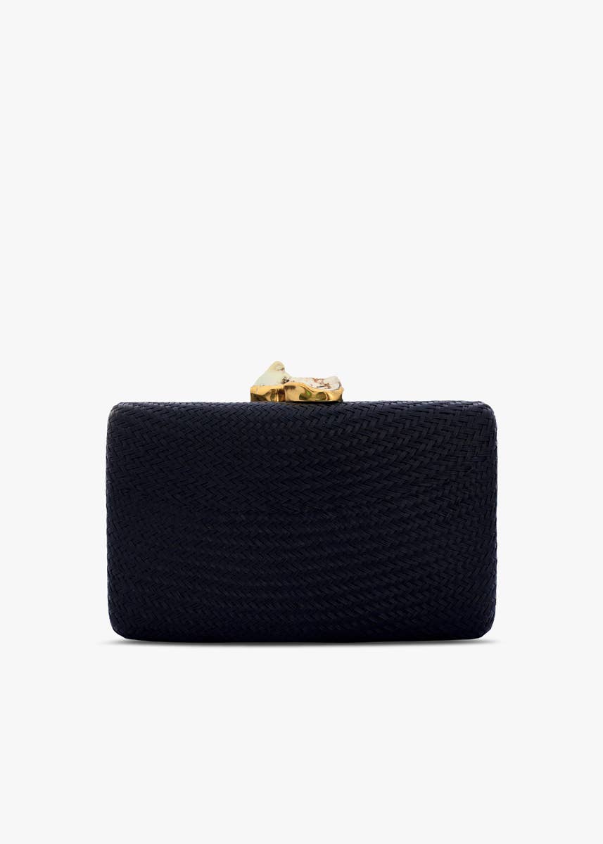 Jen White Stones Clutch, Black - Kayu