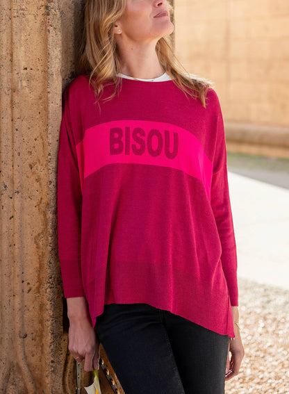 Amour Sweater, Navy Stripe Heart (One Size)