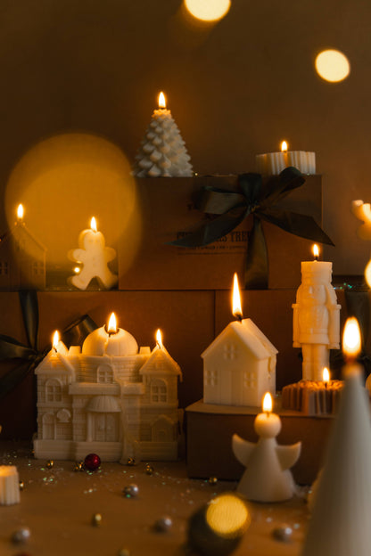 Ivory Ruffle Christmas Tree Candle (Unscented)