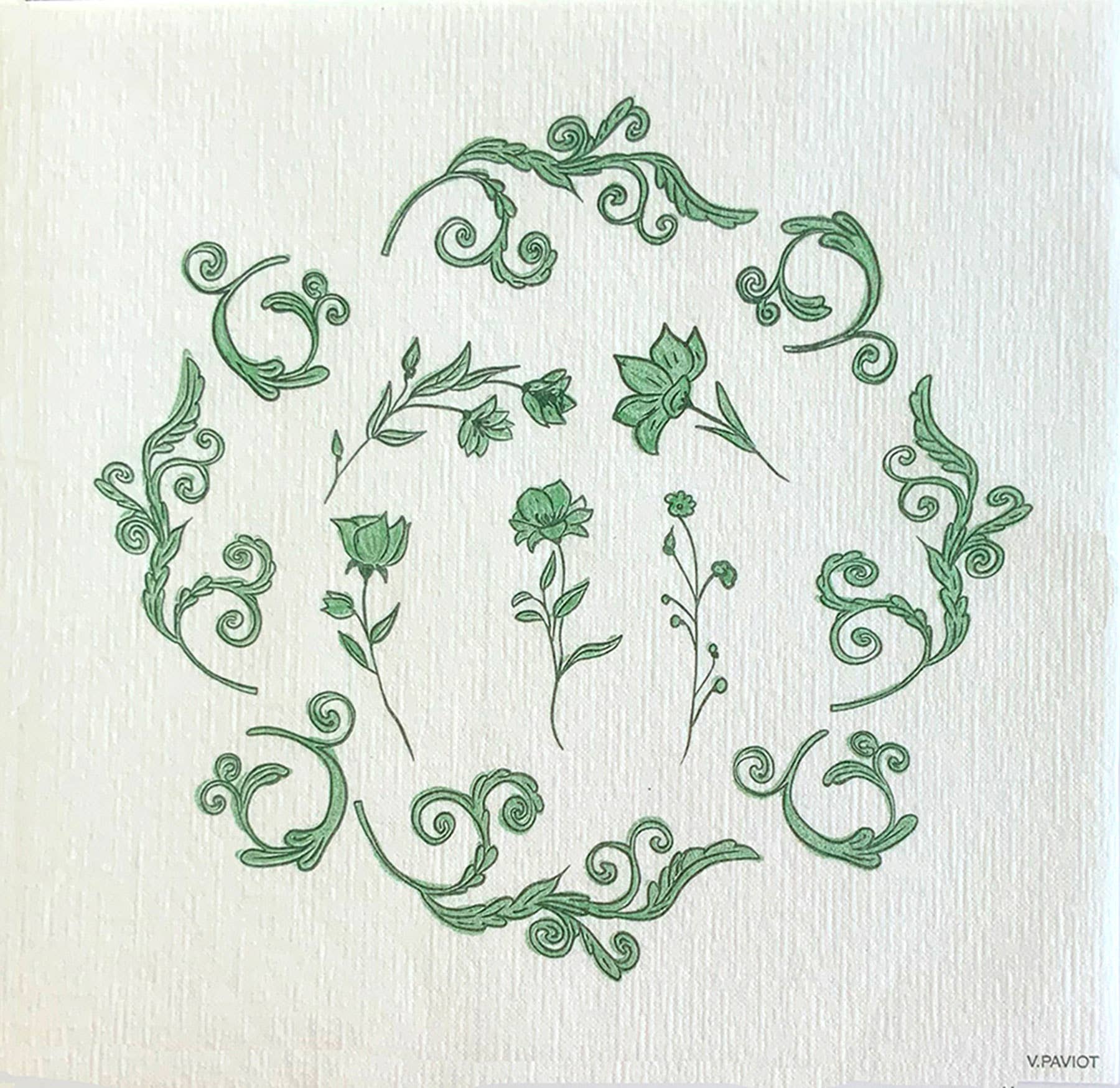 Régence Vert  Dinner Napkin - Françoise Paviot