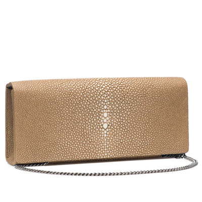 Cleo Shagreen Clutch, Coffee