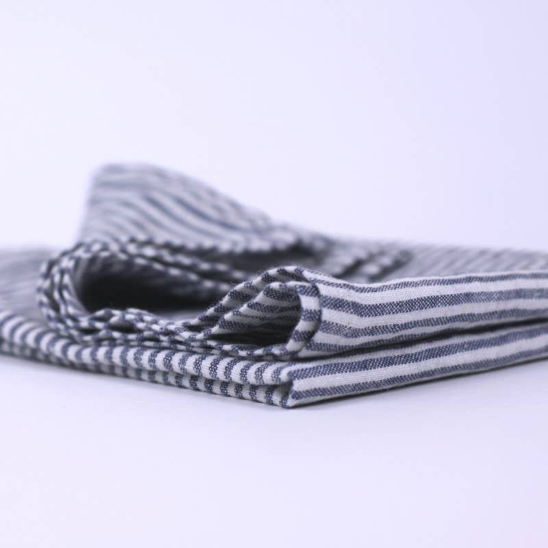 Blue & White Linen Hand Towel, Stonewashed - Thumbnail 4