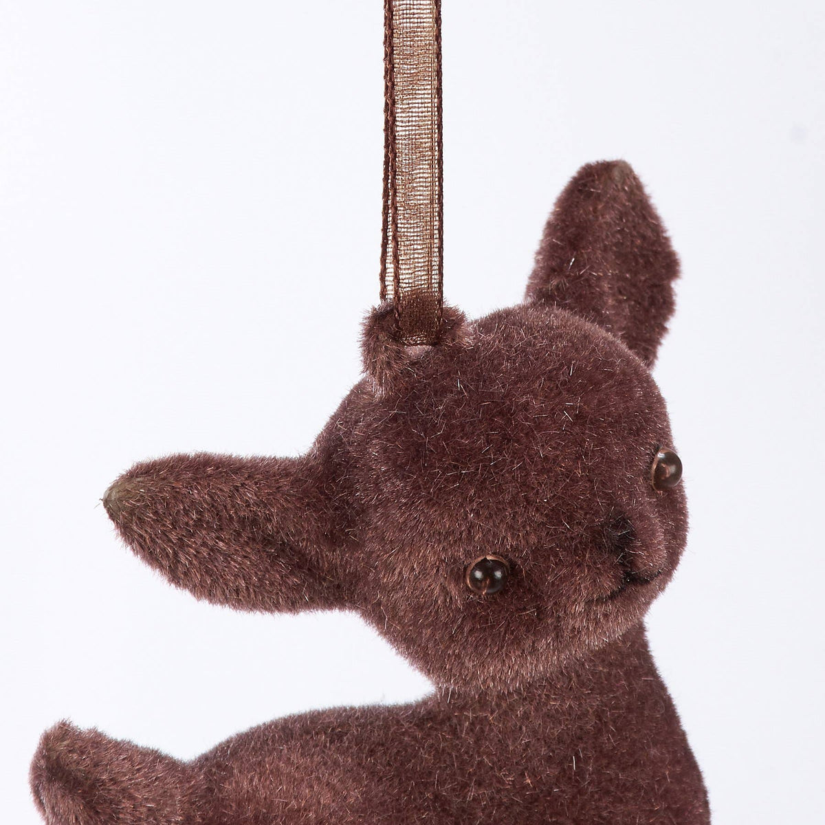 Flocked Deer Ornament Set