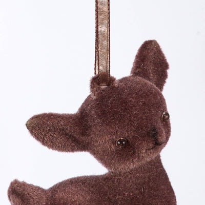 Flocked Deer Ornament Set