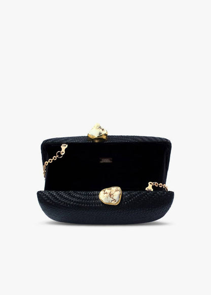 Jen White Stones Clutch, Black - Kayu