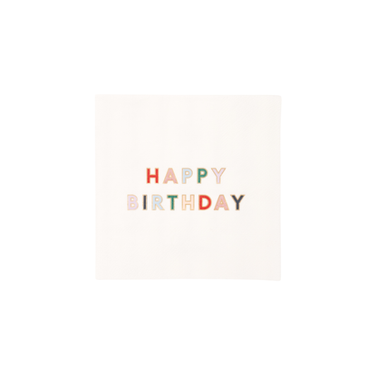 Blanc White Signature Happy Birthday Cocktail Napkins