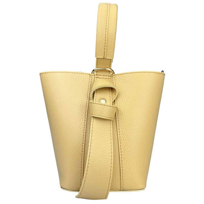 White Mini Bucket Bag, Leather