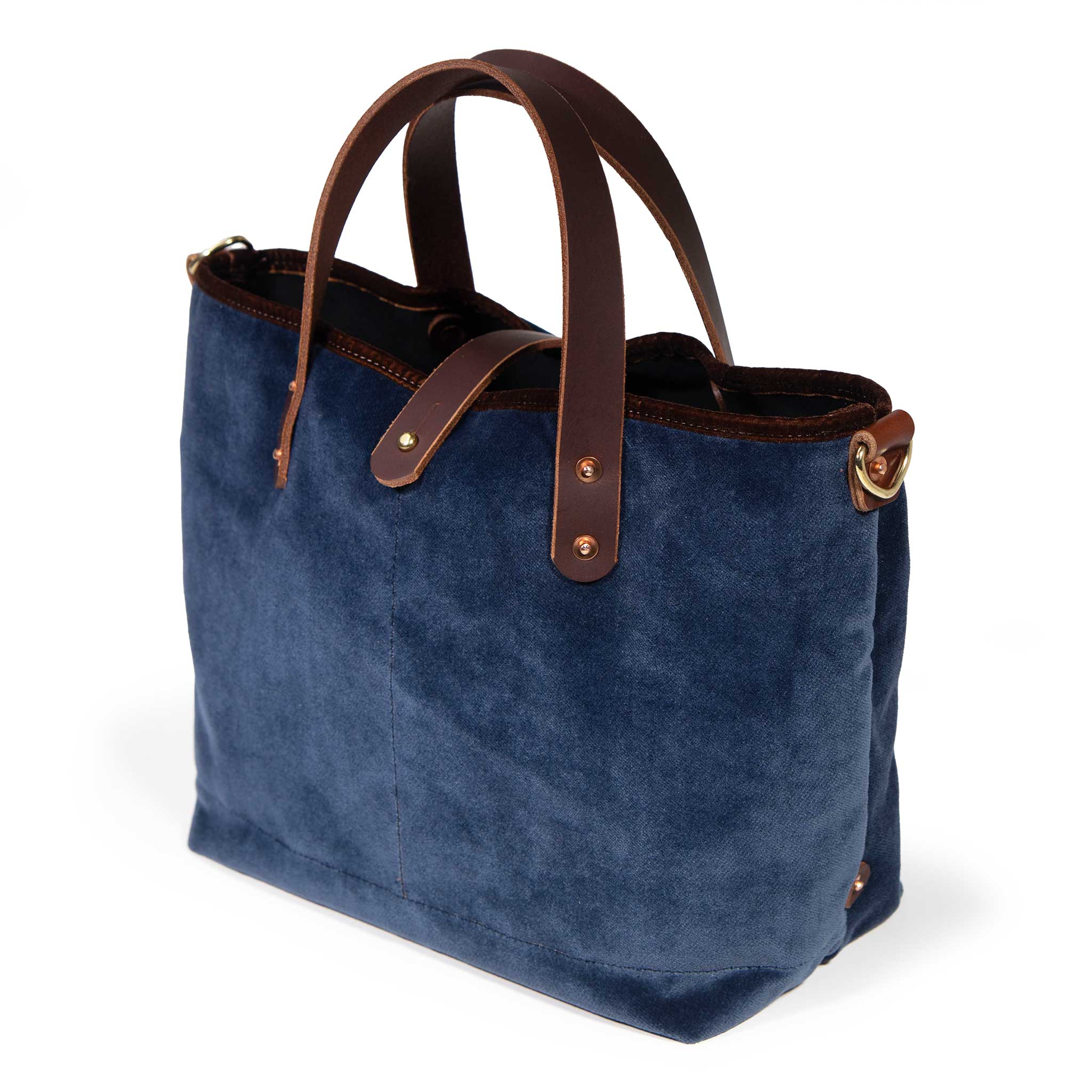 Luxe Velvet Mini Tote, Cadet Blue