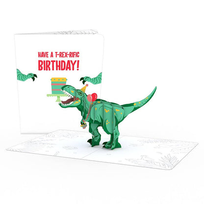 Playpop Card 4.5in x 5.9in T-Rex Birthday, Pop-Up Card