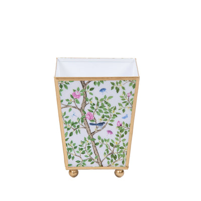 Elsie's Garden Enameled Square Cachepot Planter, Blue & Pink (6-in)