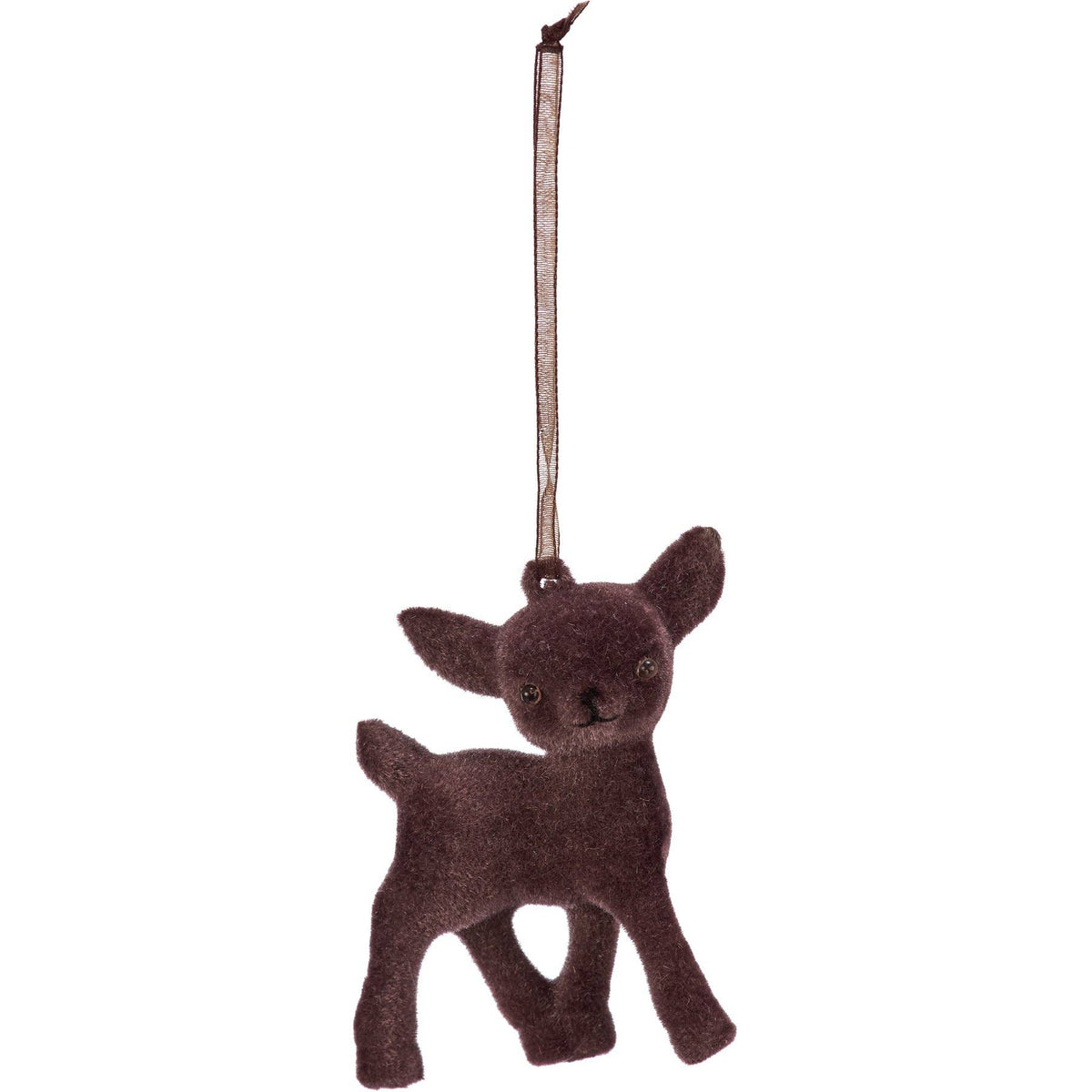 Flocked Deer Ornament Set