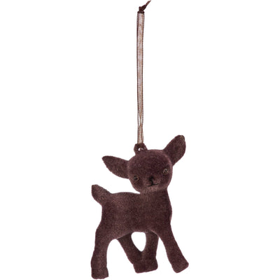 Flocked Deer Ornament Set