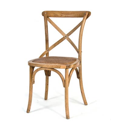 French Bistro Chair, Oak & Rattan Seat