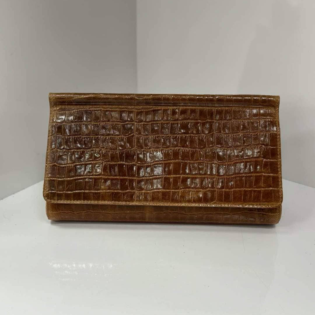 Luana Clutch Bag, Dark Brown (Made in Italy)