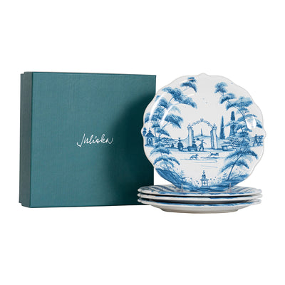 Country Estate Party Plate Assorted Set/4 - Delft Blue