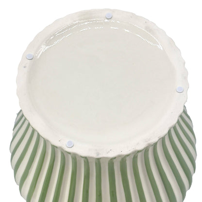 Green & White Candy Cane Striped Ceramic Vase, 18in