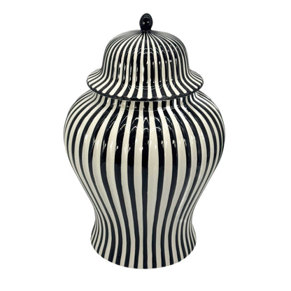 Black & White Candy Cane Striped Ceramic Vase, 18in
