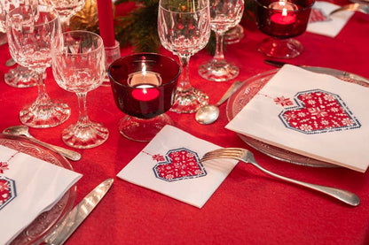 Coeur Brodé Cocktail Napkin - Françoise Paviot