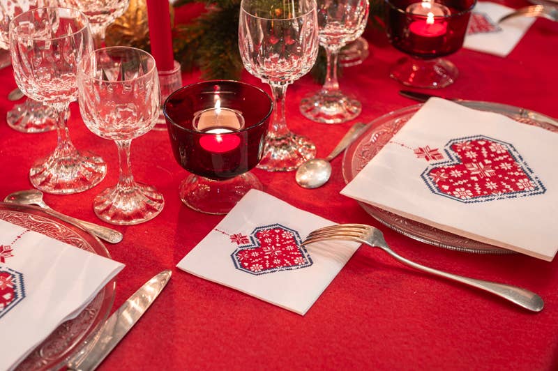 Coeur Brodé Cocktail Napkin - Françoise Paviot