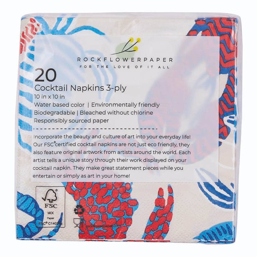 Cocktail Napkins, Sandy Claws (5in sq / 20-count)
