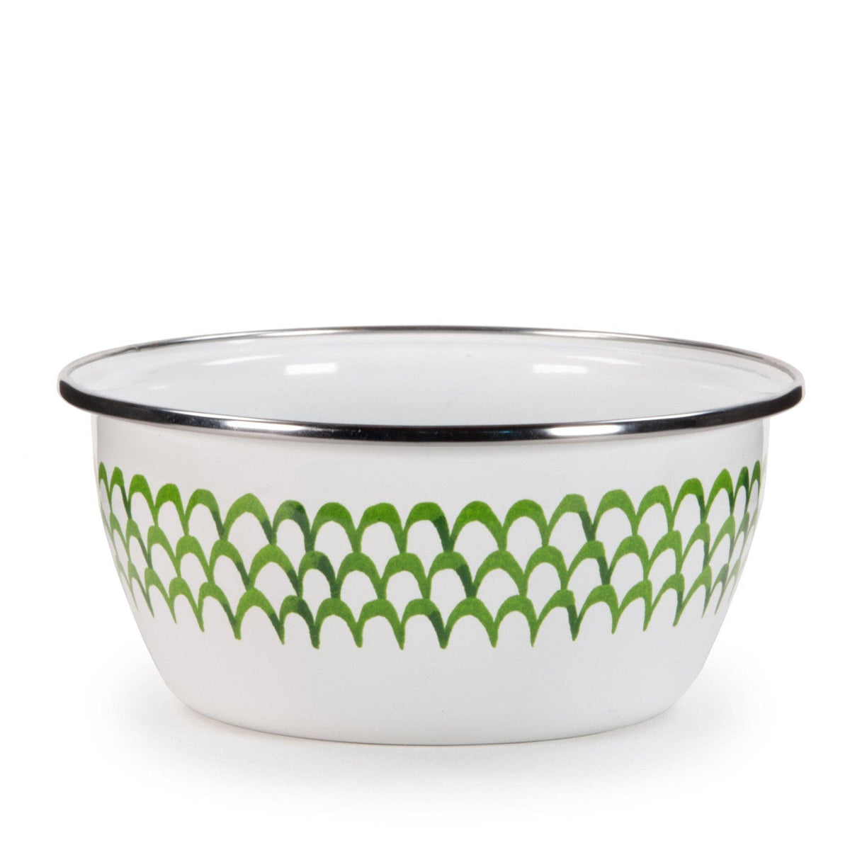 Salad Bowl, Green Scallop Enamelware - Golden Rabbit