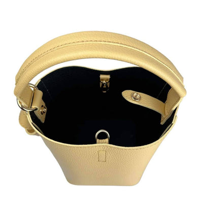 White Mini Bucket Bag, Leather