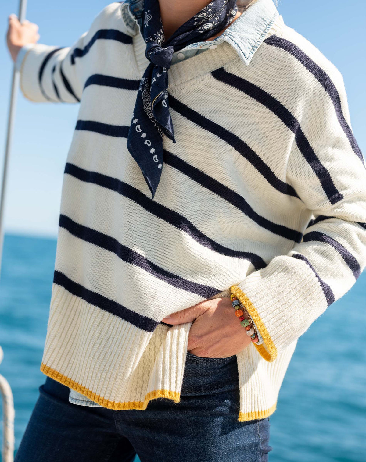 Montauk V-neck Sweater, Eden (One Size) - MERSEA