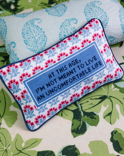 Pillow, 'At this age...' Needlepoint - Furbish Studio (9in x 15in)
