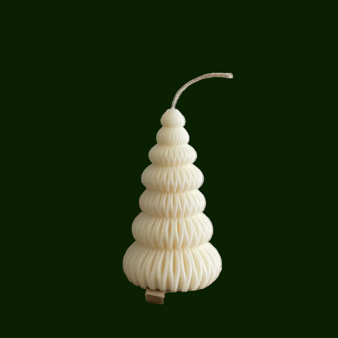Green Ruffle Christmas Tree Candle (Unscented)