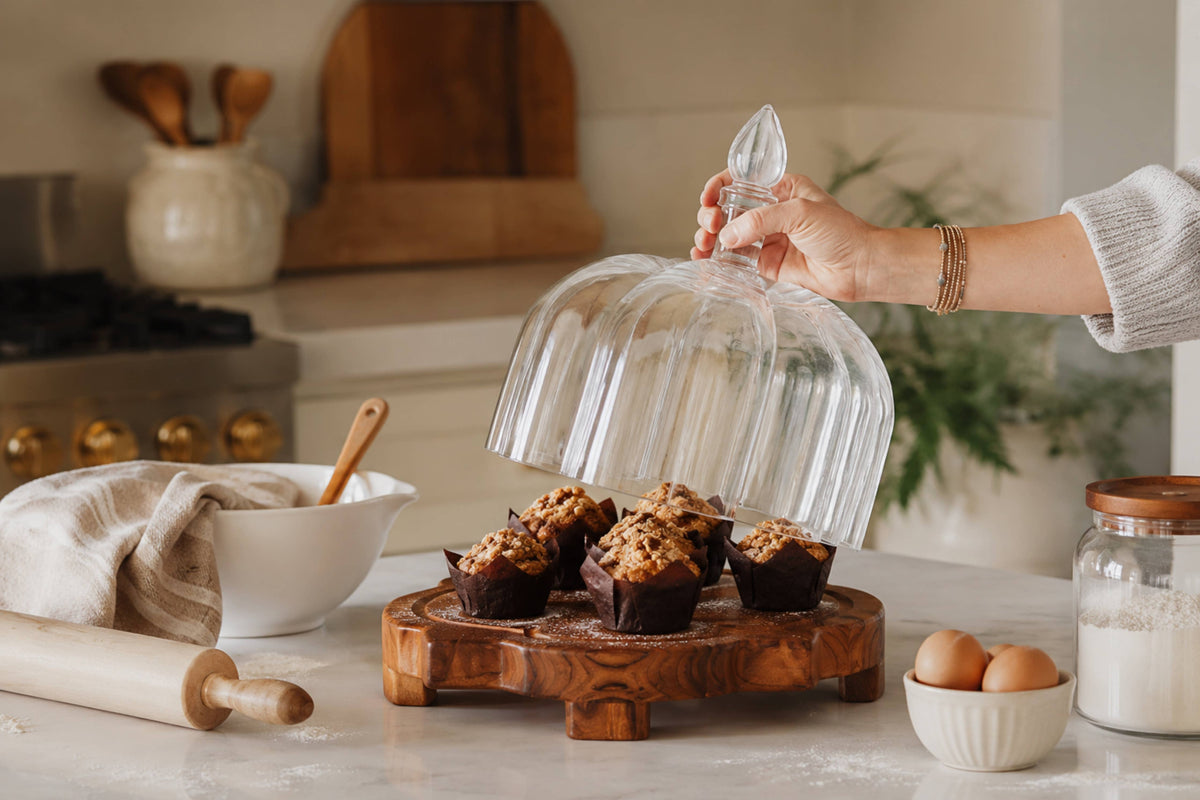 Quatrefoil Serving Board Riser & Glass Dome
