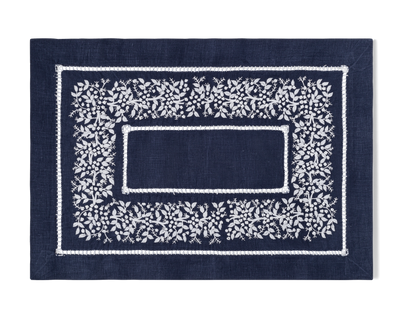 Linen Placemat, White on Taupe