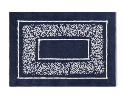 Linen Placemat, White on Taupe