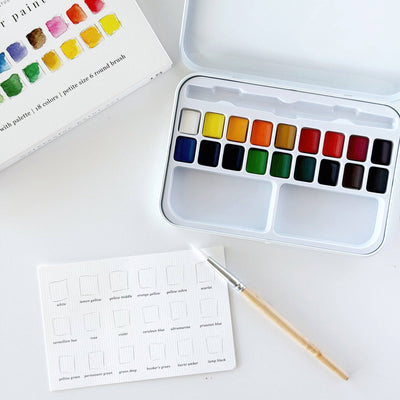 Watercolor Paint Set, 18 Colors with Brush