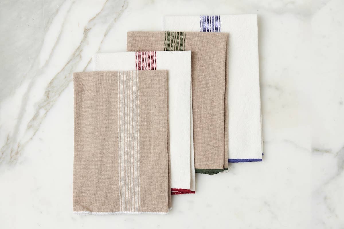 Dinner Napkins, Vintage Spruce Green Stripe, Set of 4