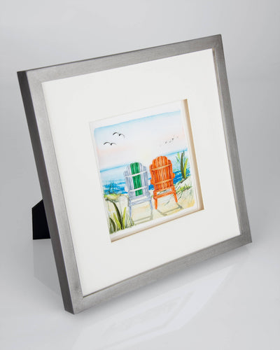Card, Beach Adirondack Chairs - Quilling Card (6in sq)
